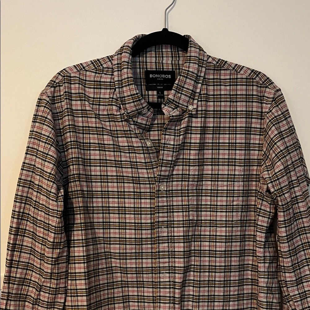 Bonobos Men's Casual Plaid Shirt - Black, Yellow, Red